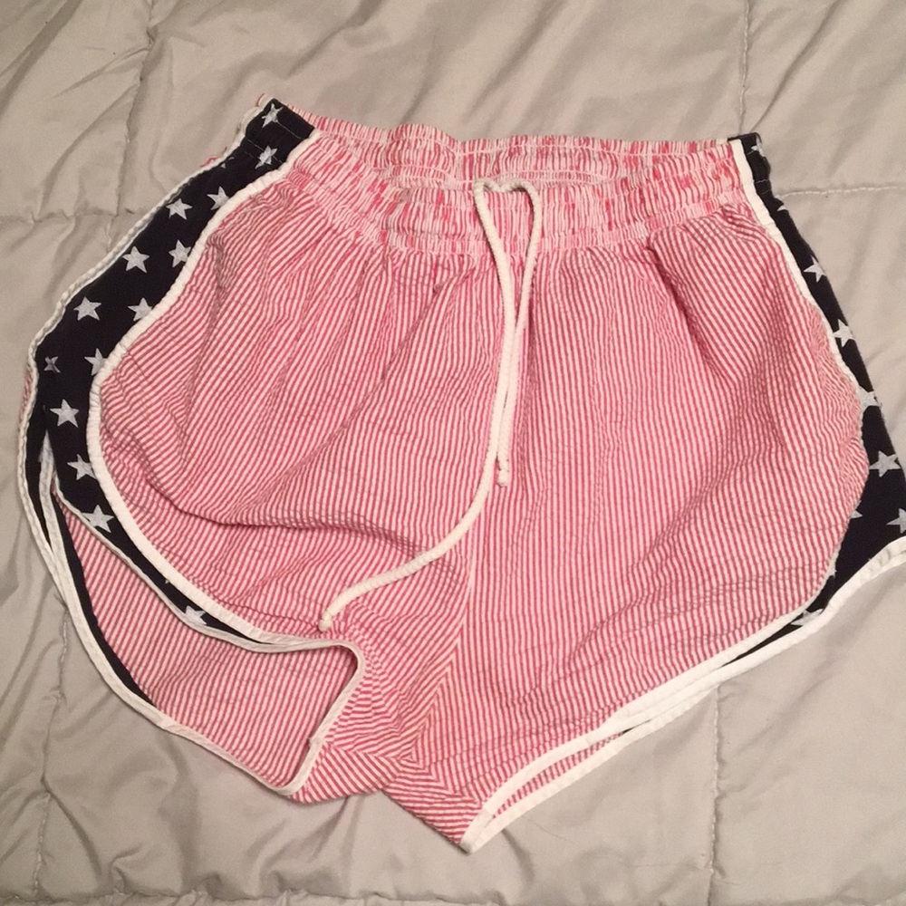 LAUREN JAMES patriotic dri-fit cut shorts